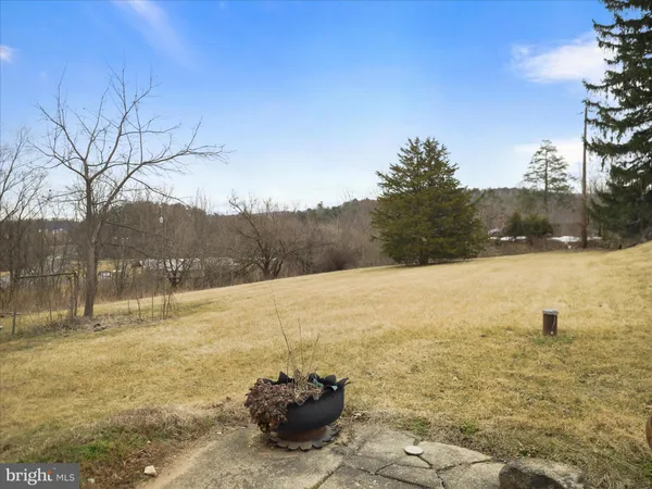 a view of a lake with a yard