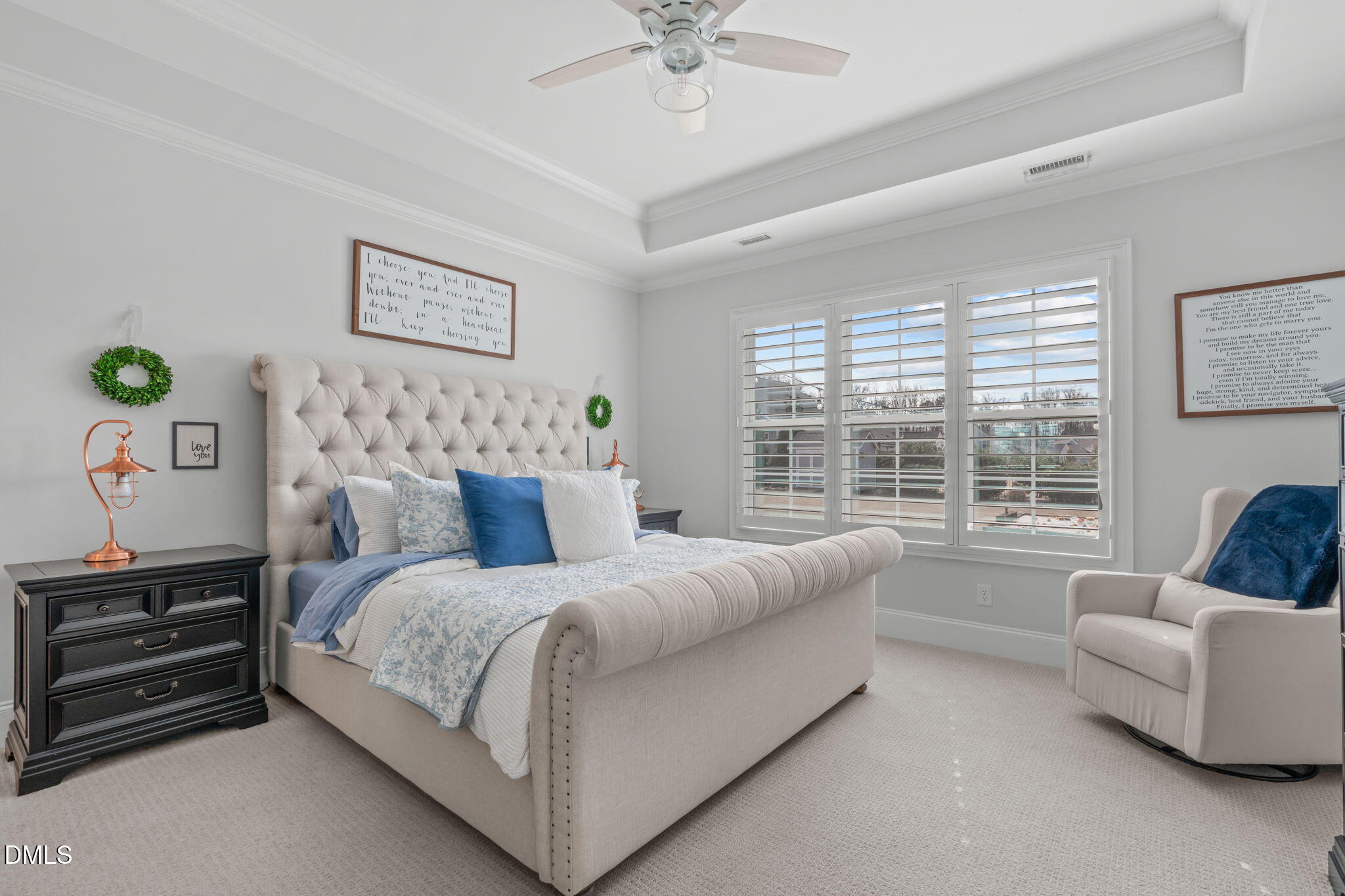4144 Olde Judd Drive Willow Spring, NC 27592 - Photo 16 of 52 a bedroom with a bed and ceiling fan