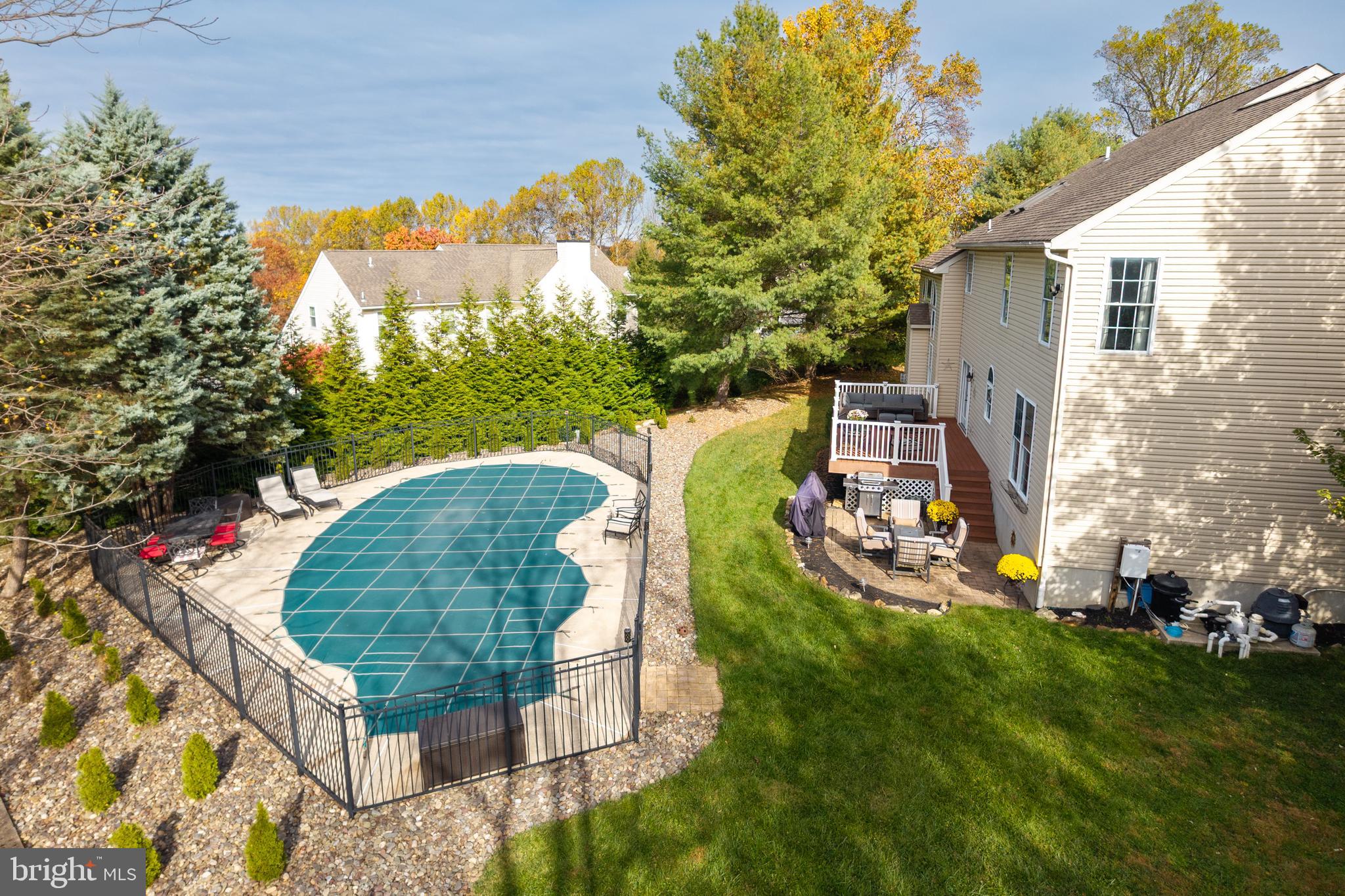 113 Blue Ribbon Way Downingtown, PA 19335 - Photo 41 of 50 an aerial view of a house with a garden and swimming pool