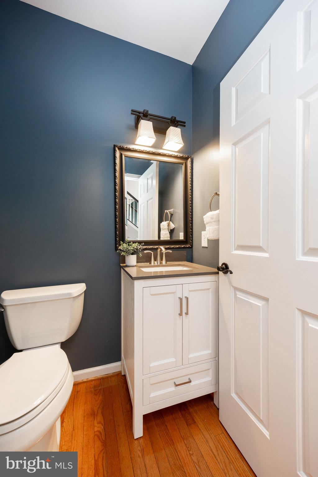 113 Blue Ribbon Way Downingtown, PA 19335 - Photo 9 of 50 a bathroom with a toilet a sink and wooden floor