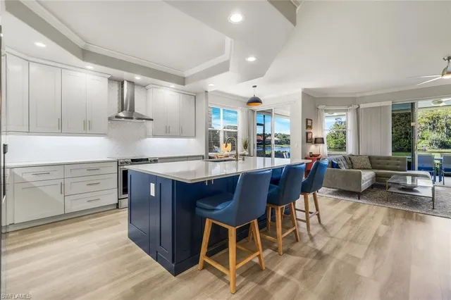 a kitchen with lots of counter top space