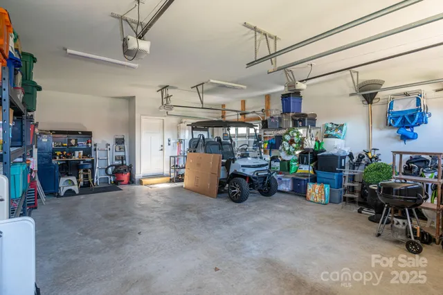 a view of a storage area with racks