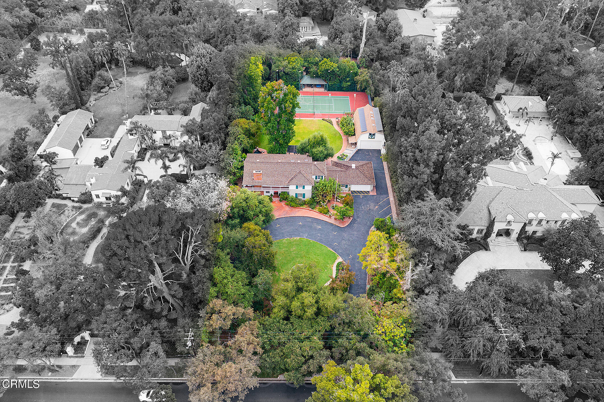 2035 South Oak Knoll Avenue San Marino, CA 91108 - Photo 3 of 28 an aerial view of a house with a yard and garden