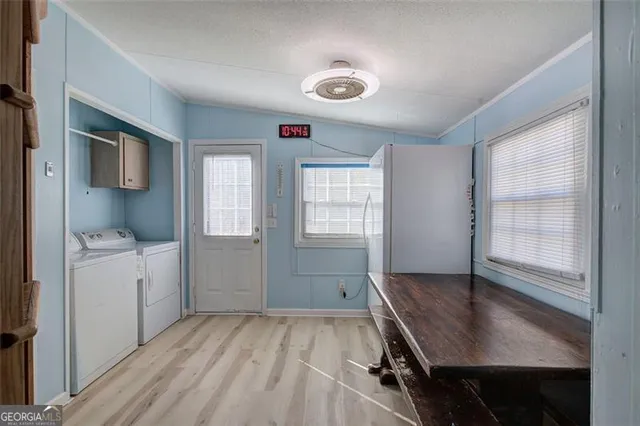 an empty room with windows