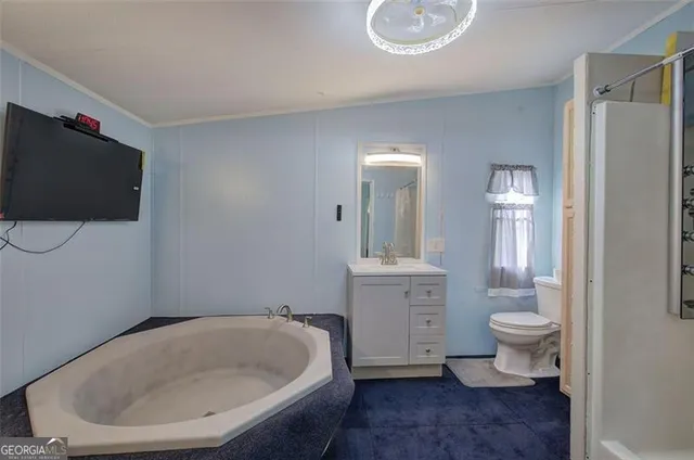 a bathroom with a toilet a sink and a mirror