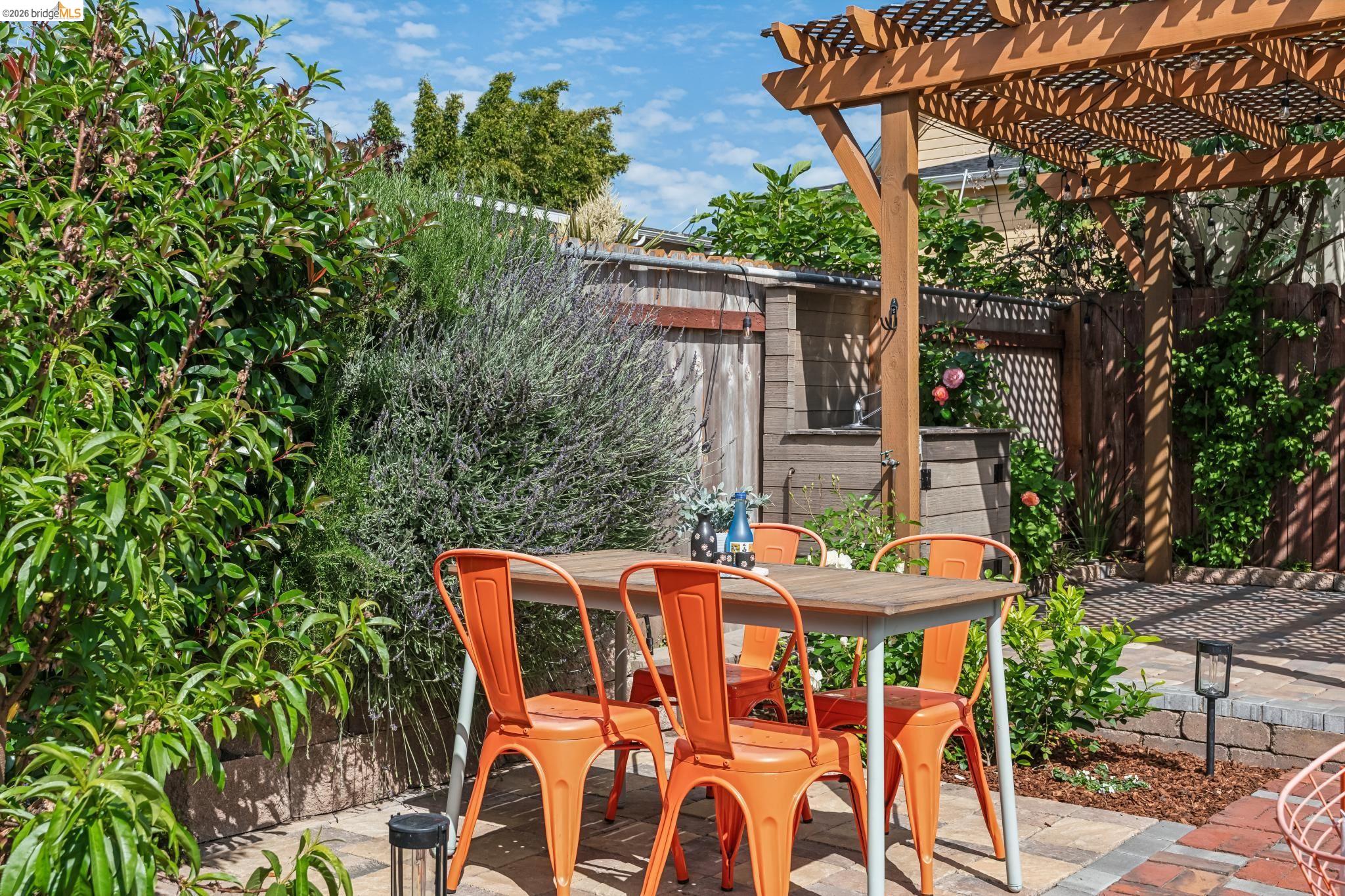 2010 Filbert Street Oakland, CA 94607 - Photo 25 of 50 Fenced backyard featuring outdoor dining area, a patio, and a pergola