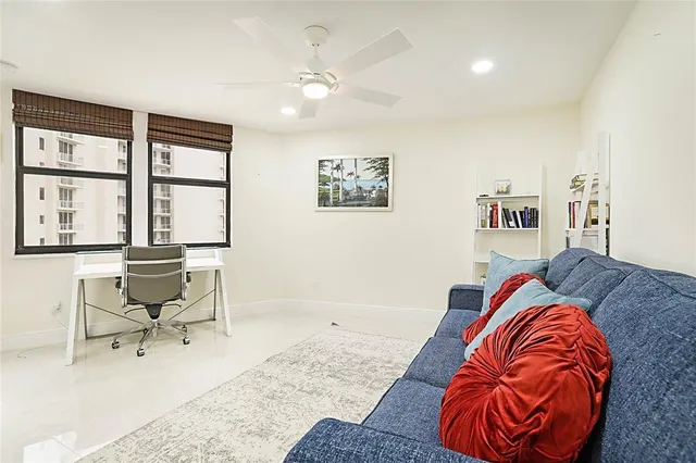 a room with a large window