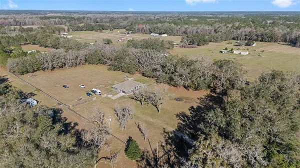 an aerial view of a house