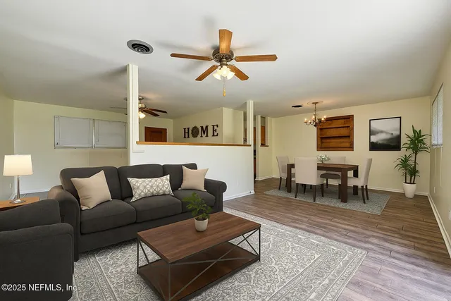 a living room with furniture