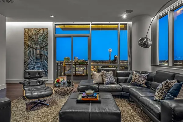 a living room with furniture