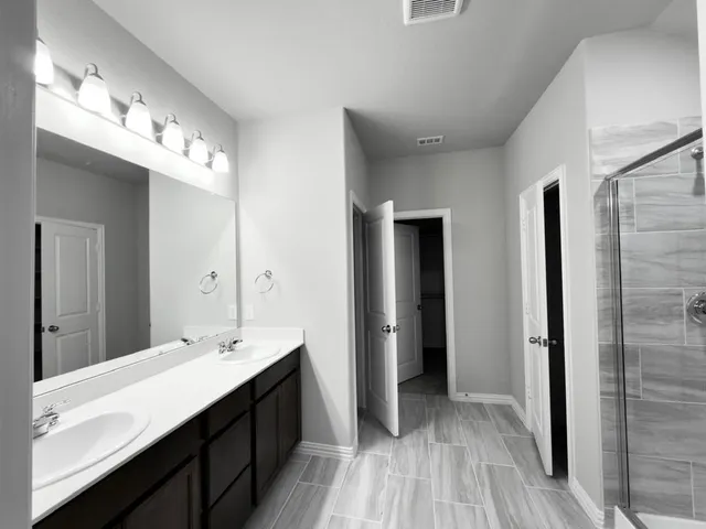 a kitchen with a cabinets and counter space