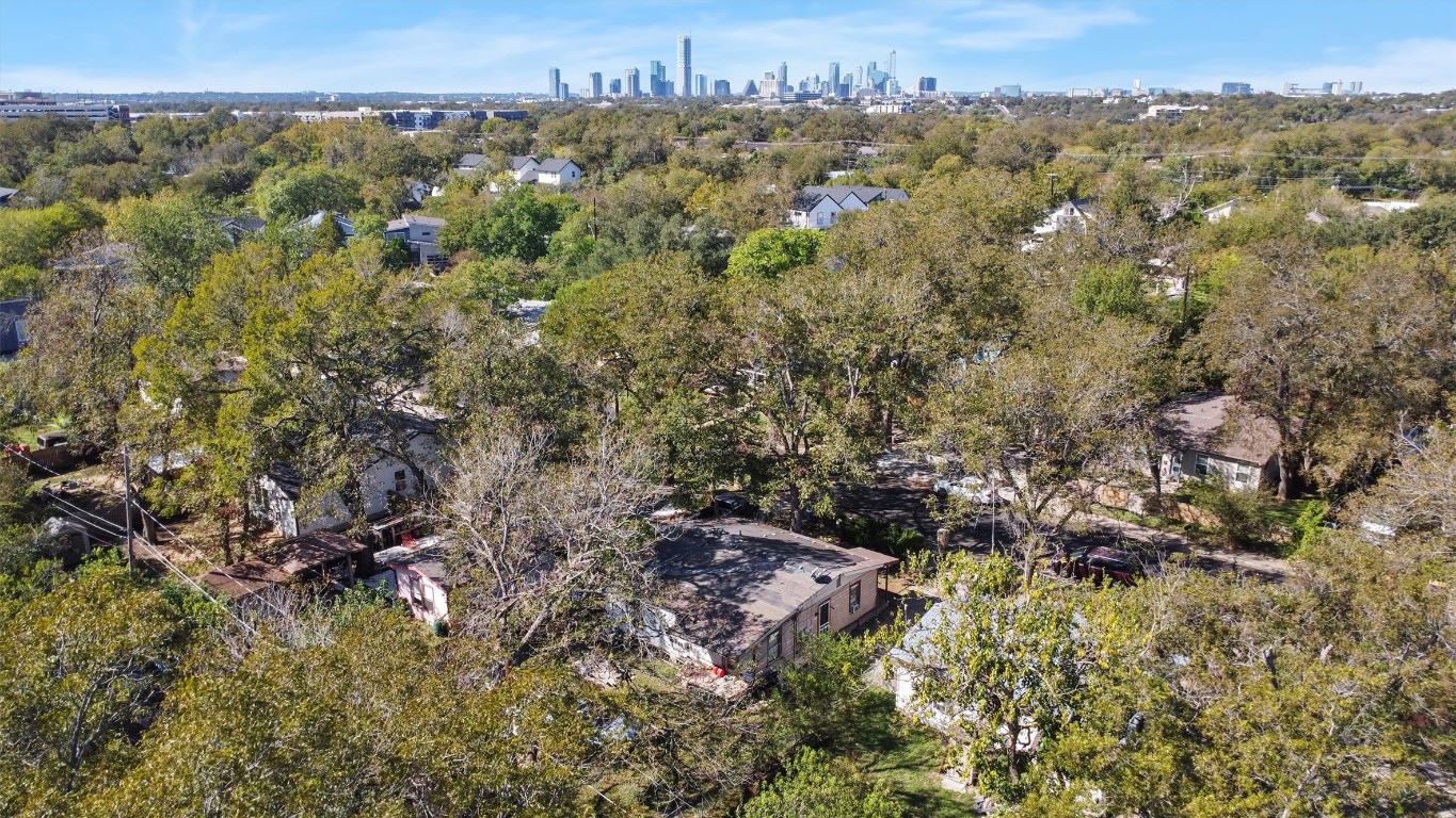 Bird's eye view of Austin's downtown skyline