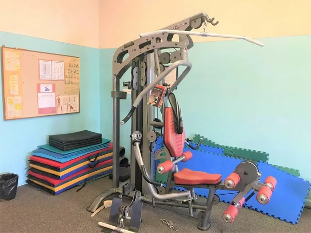 a view of a room with gym equipment