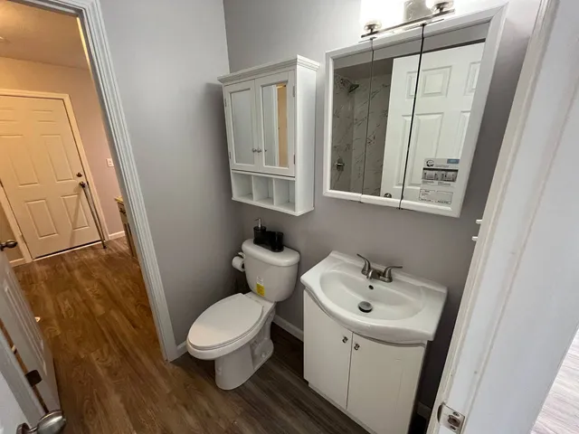 a white toilet sitting next to a bathroom sink