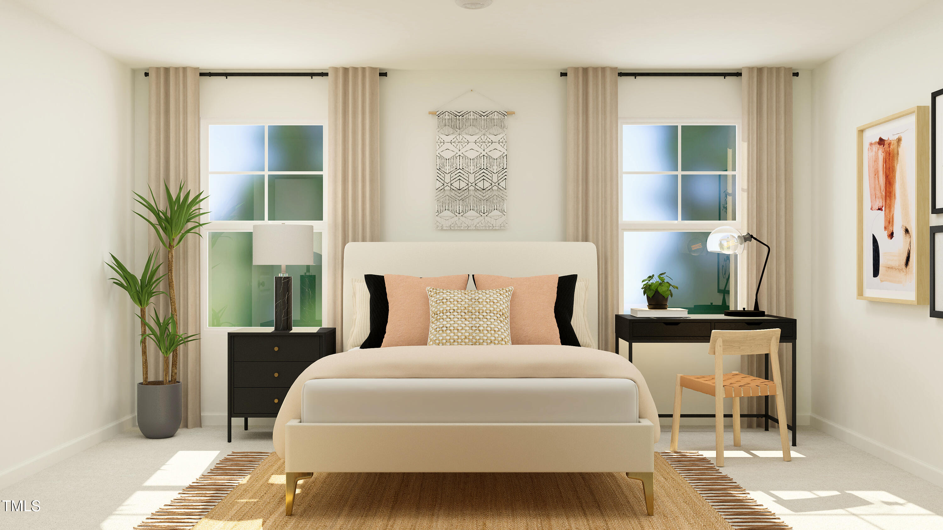 1502 Crescent Townes Way Raleigh, NC 27604 - Photo 9 of 25 a bedroom with a large bed and a potted plant