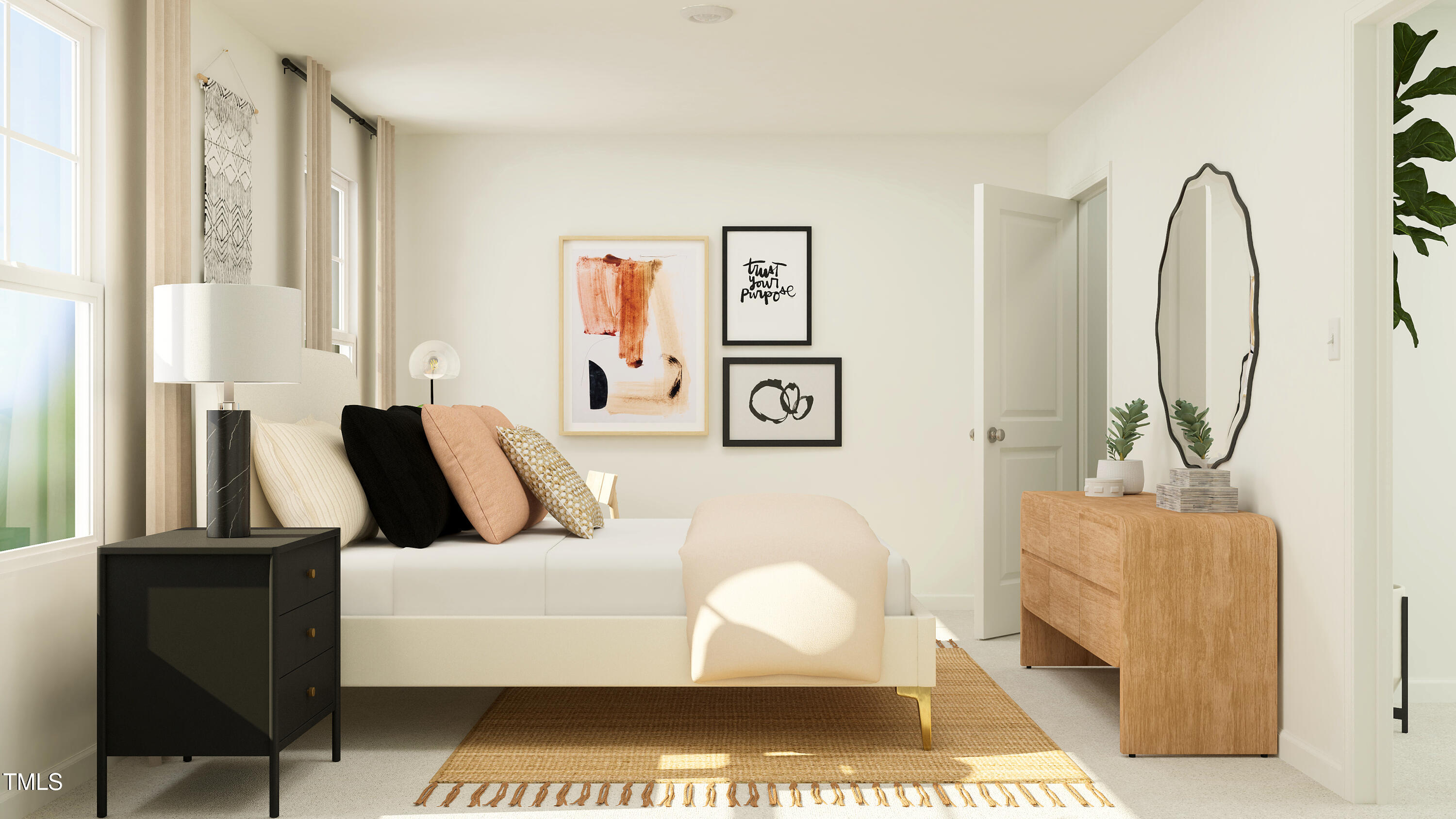 1502 Crescent Townes Way Raleigh, NC 27604 - Photo 10 of 25 a living room with furniture and a mirror