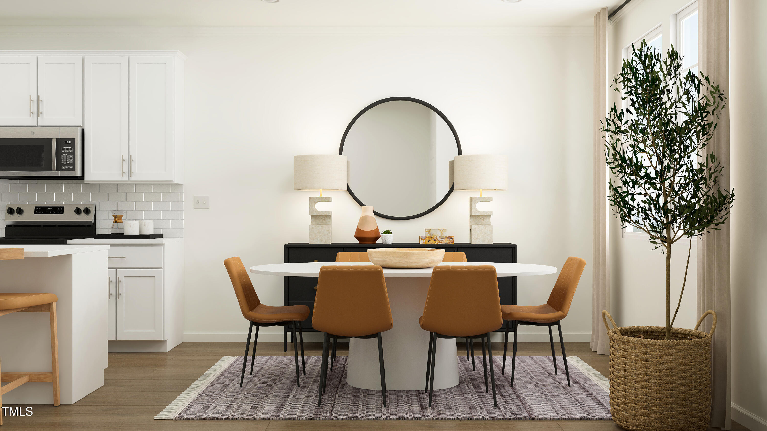 1502 Crescent Townes Way Raleigh, NC 27604 - Photo 11 of 25 a dining room with furniture a rug and a potted plant