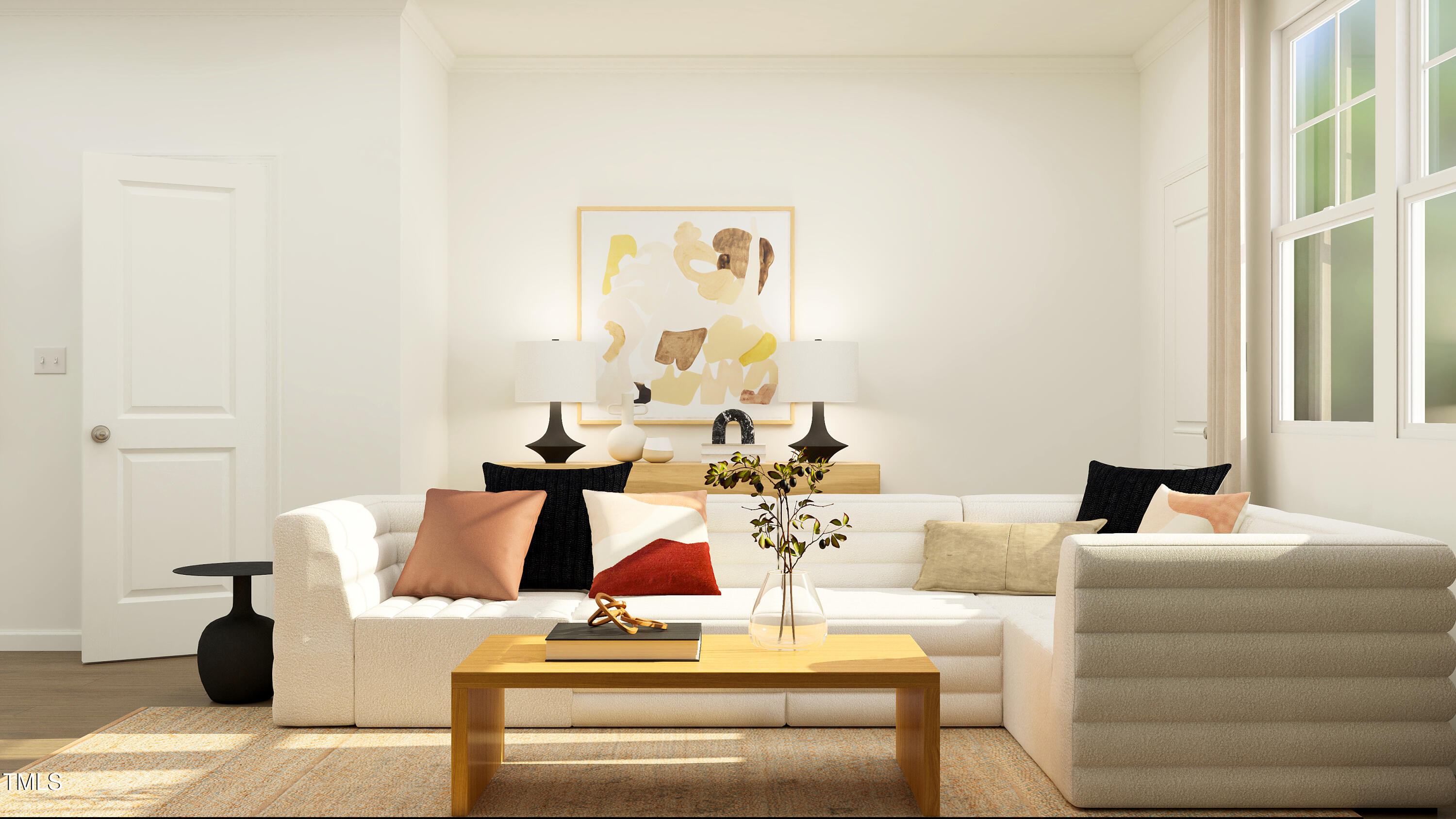 1502 Crescent Townes Way Raleigh, NC 27604 - Photo 13 of 25 a living room with furniture and wooden floor