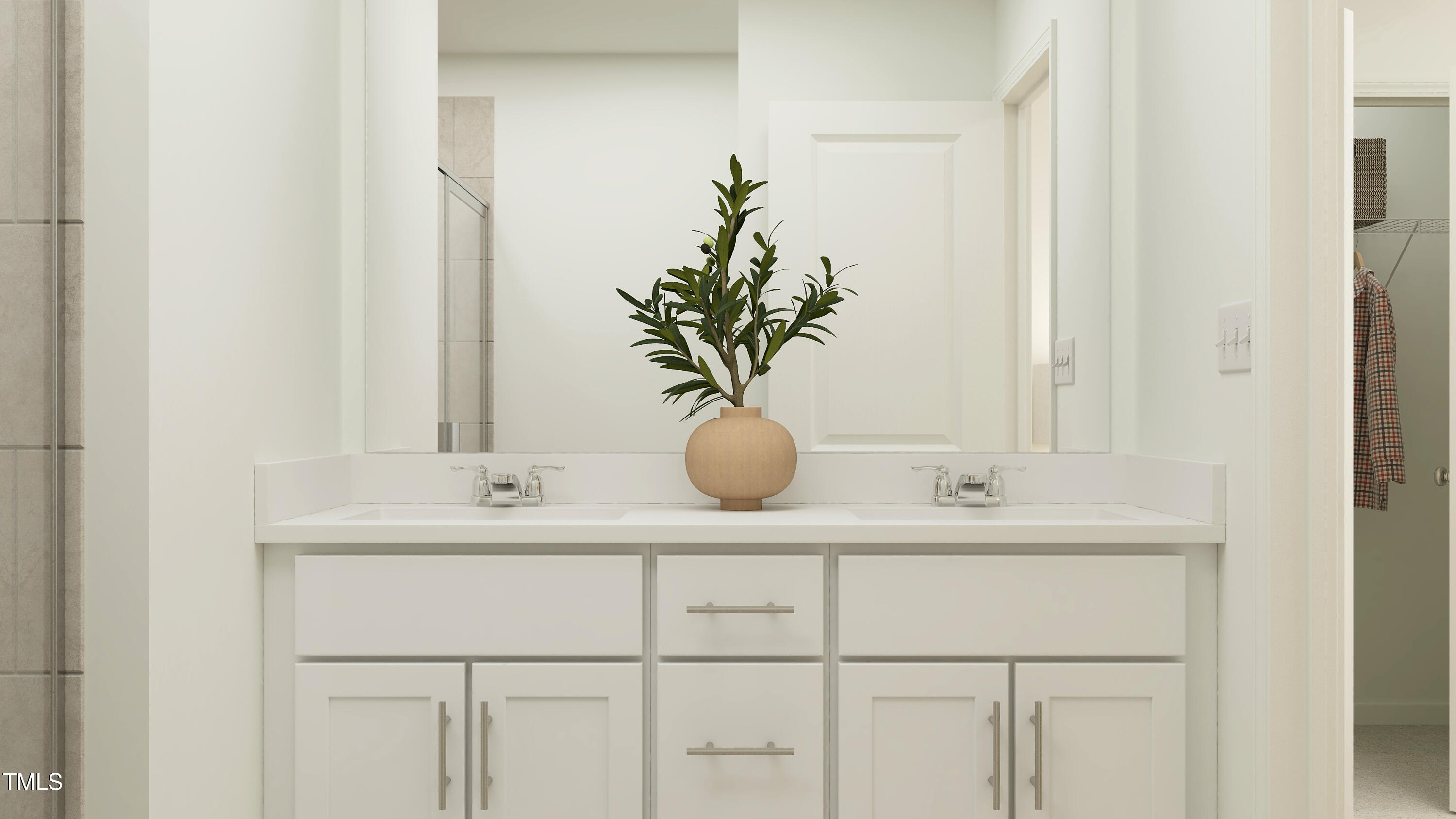 1502 Crescent Townes Way Raleigh, NC 27604 - Photo 19 of 25 a bathroom with a sink a vanity and a mirror