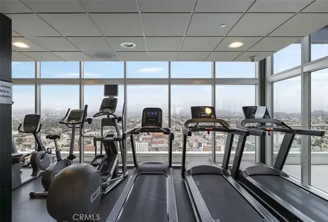 a view of a room with gym equipment