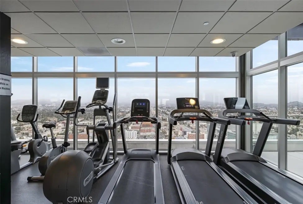 3810 Wilshire Boulevard, Unit 1409 Los Angeles, CA 90010 - Photo 31 of 41 a view of a room with gym equipment