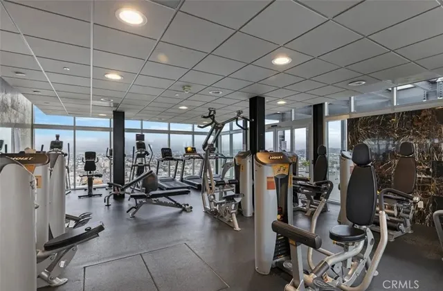 a view of a room with gym equipment