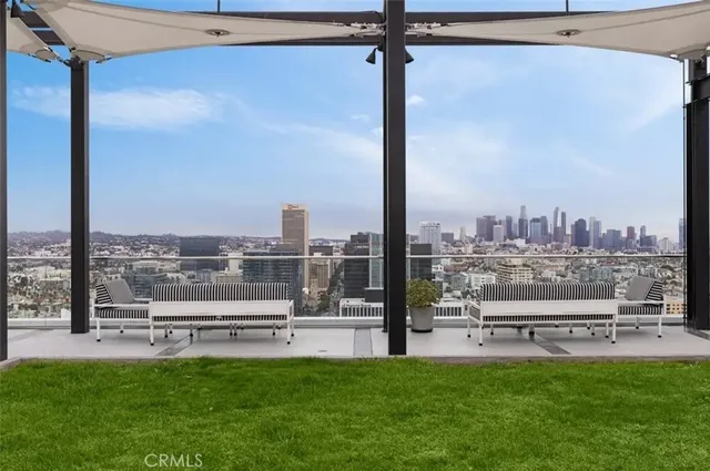 a view of a city from a terrace