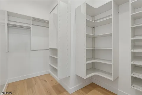 a view of an empty walk in closet