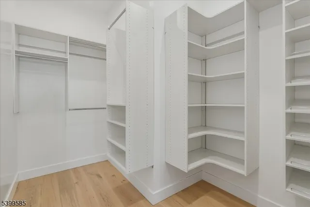 a view of an empty walk in closet