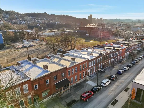 a view of a city that has tall buildings