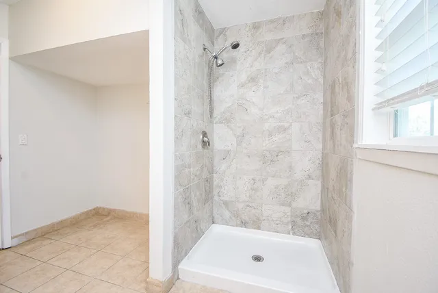 a bathroom with a bathtub