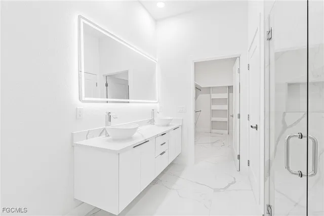 a bathroom with a shower