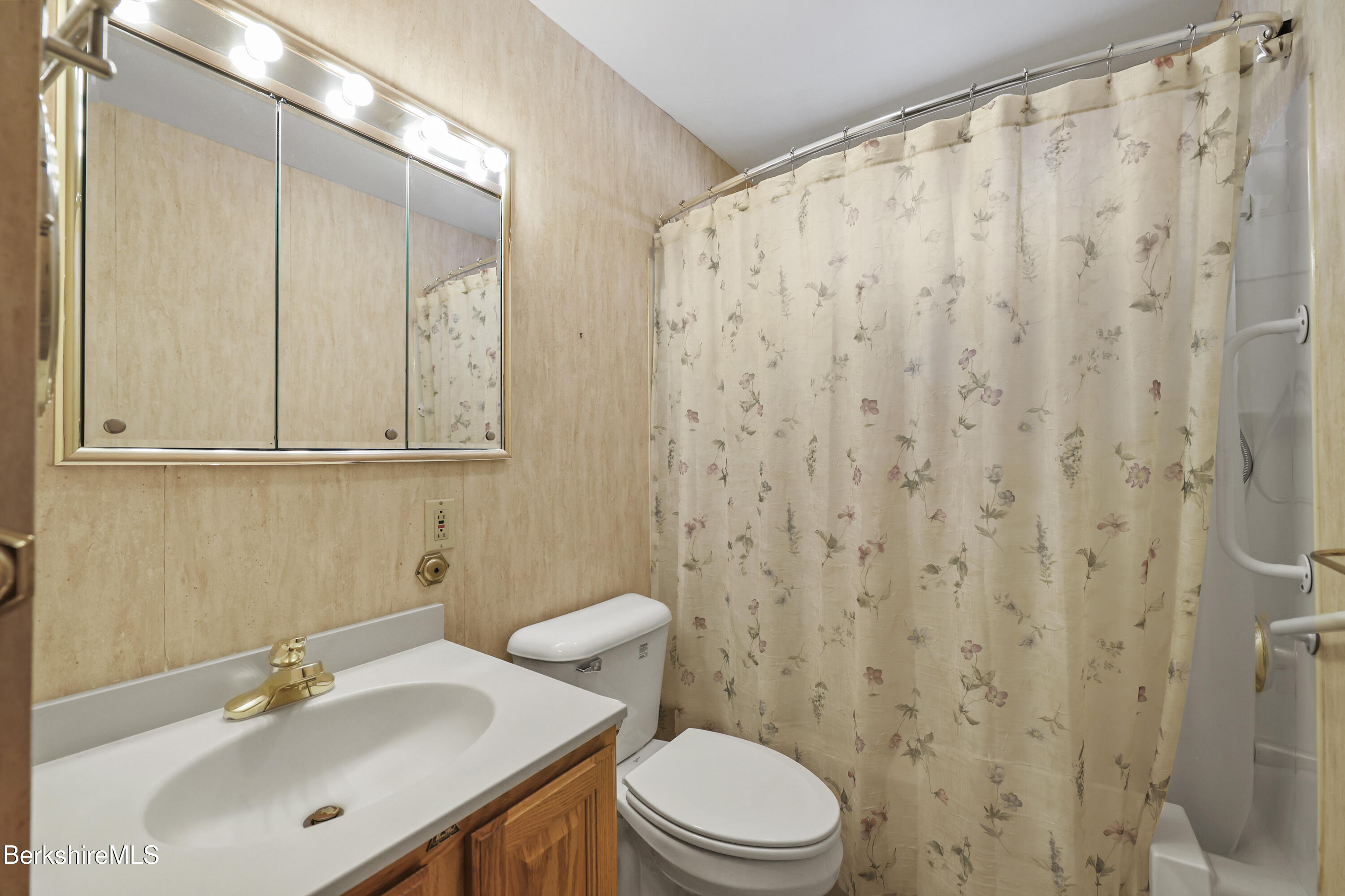 89 Delancy Avenue Pittsfield, MA 01201 - Photo 20 of 40 a bathroom with a sink a toilet and shower curtain