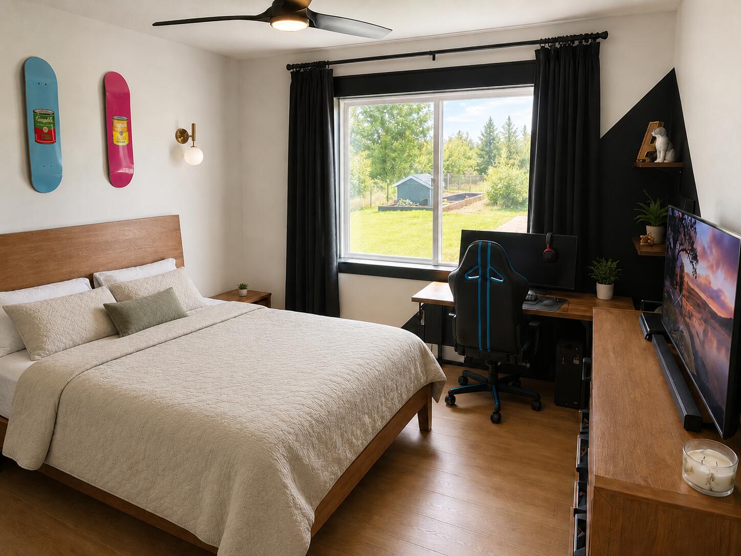 62705 Hamby Road Bend, OR 97701 - Photo 24 of 49 a bedroom with a bed and a flat tv screen on dresser