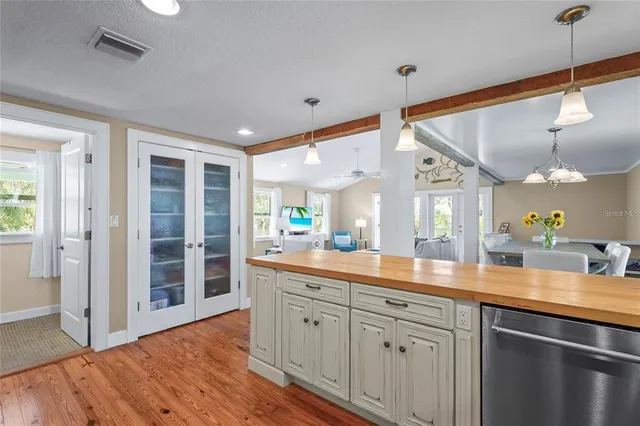 a bedroom with a bed and furniture