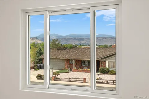 a view of a glass door with a door