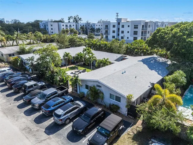 an aerial view of a house