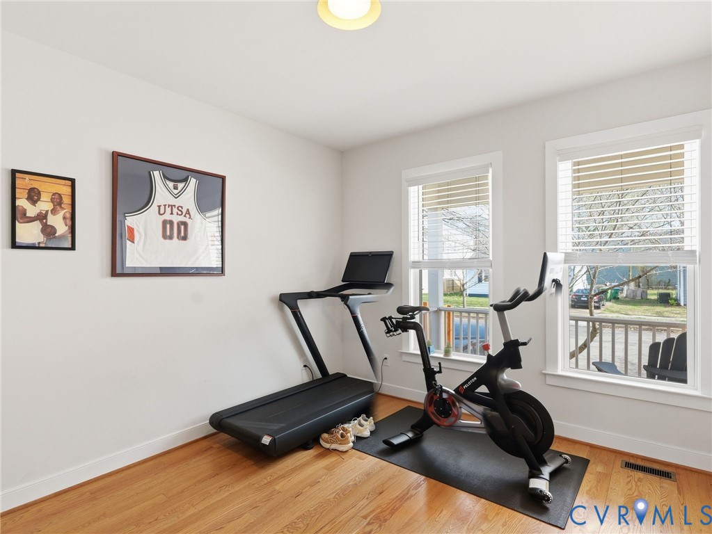 1202 North 34th Street Richmond, VA 23223 - Photo 15 of 36 Workout area with light wood-style flooring