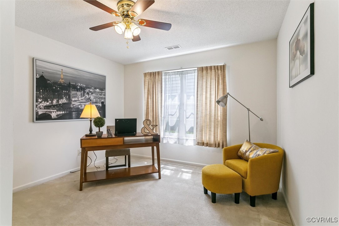 262 Claiborne Drive Williamsburg, VA 23185 - Photo 20 of 49 Carpeted home office featuring ceiling fan and a t