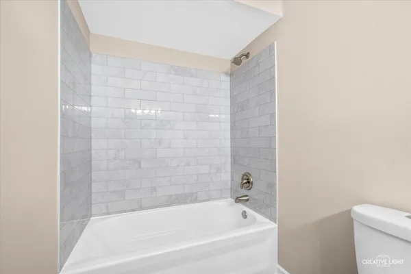 a bathroom with a bathtub