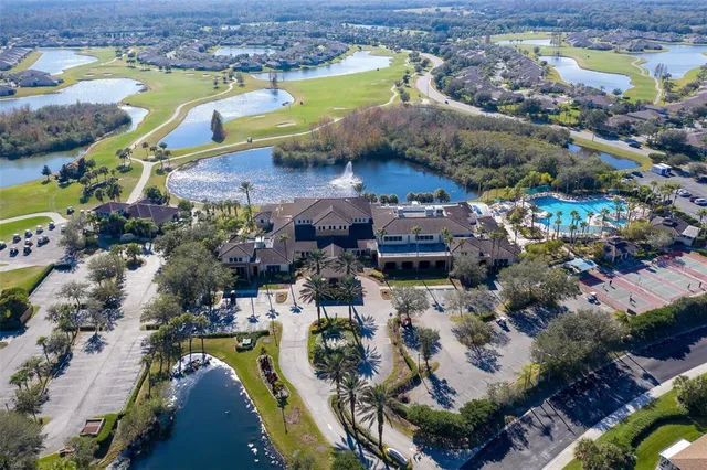 an aerial view of houses with outdoor space
