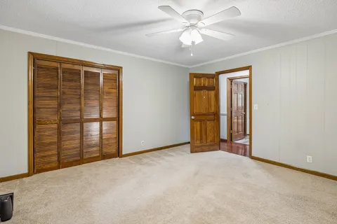 a view of field with trees in the background