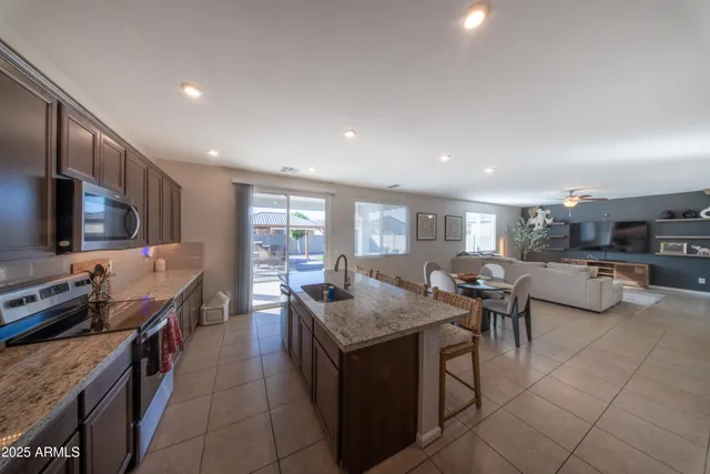 a kitchen with granite countertop lots of counter top space