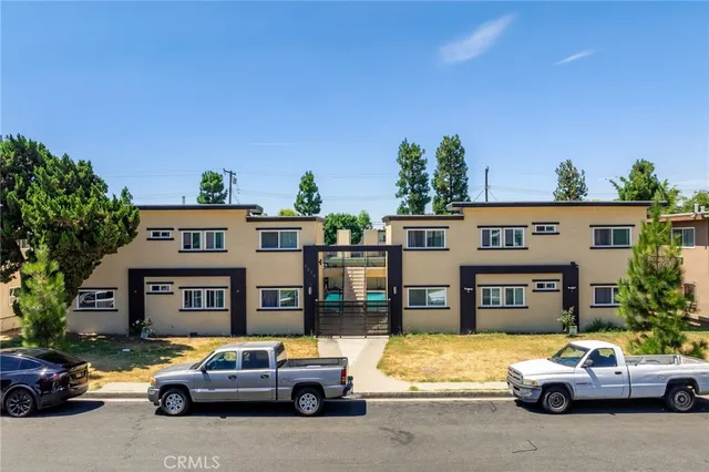 a view of a car parked in front of a building