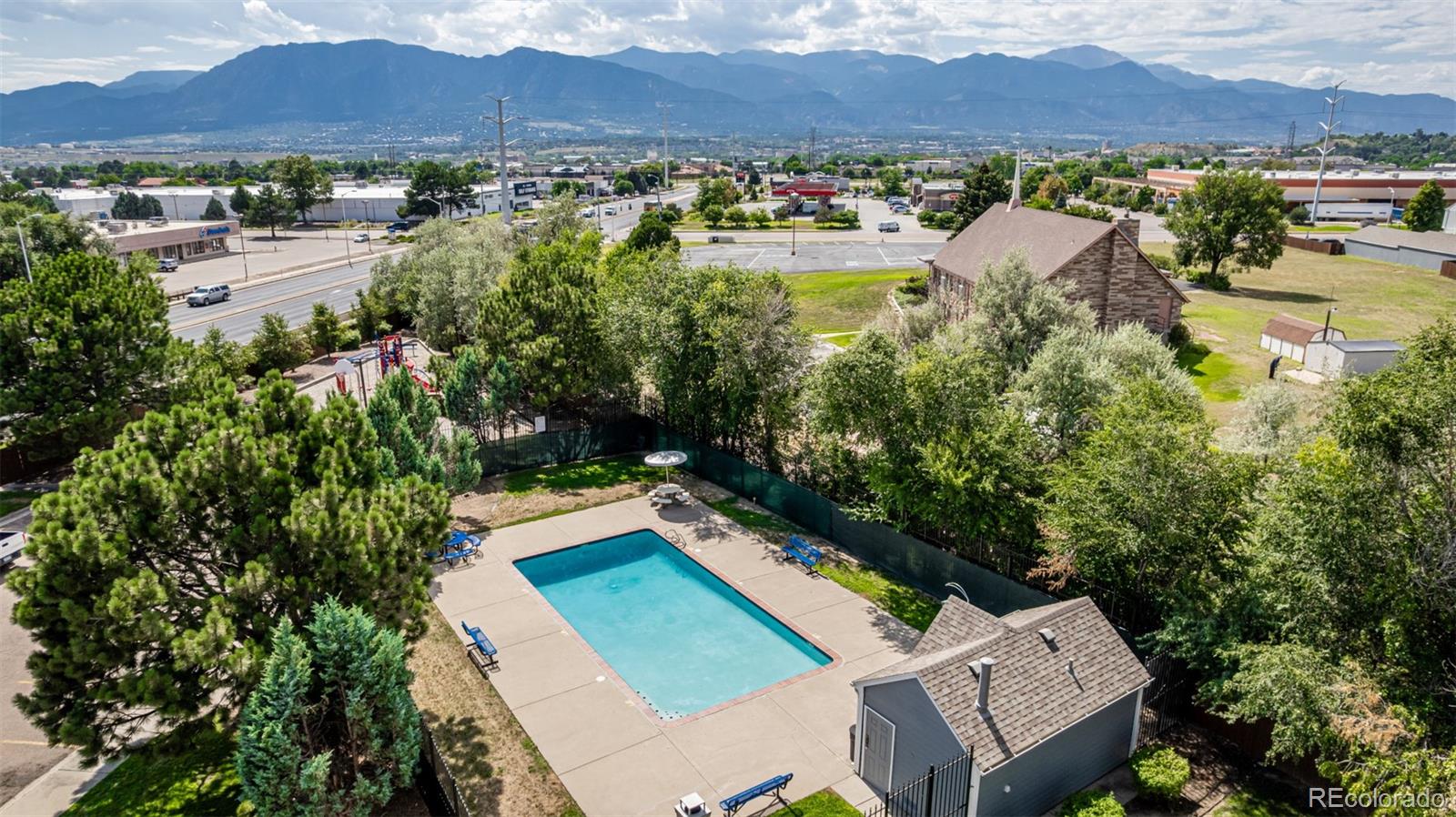 4282 Charleston Drive Colorado Springs, CO 80916 - Photo 44 of 50 an aerial view of residential house with outdoor space and river