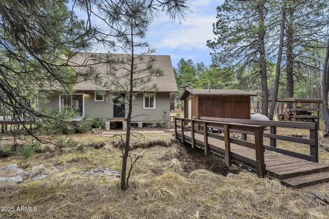 a view of a park with swings