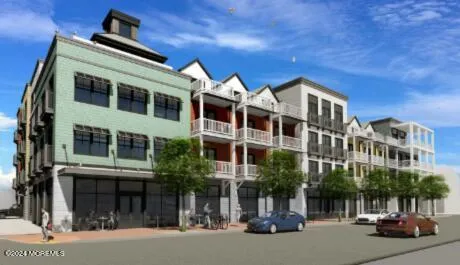 a front view of a building with street view