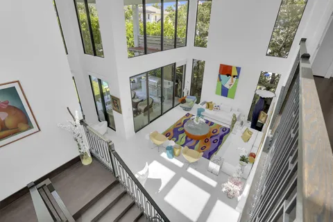 a bathroom with a sink double vanity and shower