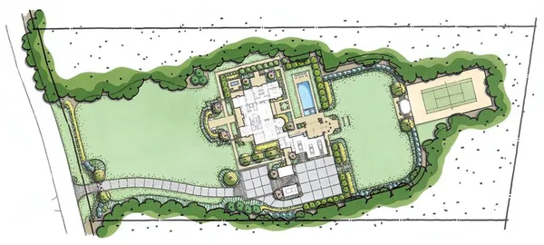 an aerial view of a fireplace