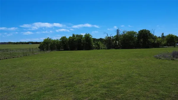 a view of a field with an trees